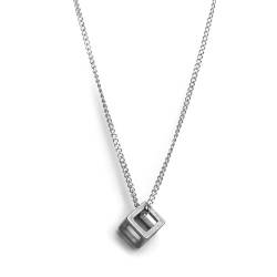 Zentana Minimalistische Halskette Würfel – Edelstahl – Würfel – Silber verwittert von Zentana