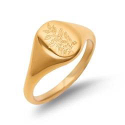 Zentana Teeblatt-Ring – Siegelring 18 Karat vergoldet – Blumenring von Zentana