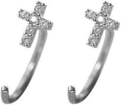 Ohrringe for Frauen, trendige Ohrstecker, kleine Kreuz-Ohrringe for Frauen und Mädchen, 925er Silber, Kristall, Criss, kleiner Tragus, Knorpel-Piercing, Schläfer-Bolzen, Nasenring, Huggie, Fake-Creole von ZerHoc