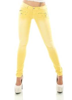 Zeralda Fashion Damen Hüft Low Rise Jeans Skinny Slim Fit Denim Hose Röhrenjeans XS-XL (DE/NL/SE/PL, Alphanumerisch, M, Regular, Regular, Gelb/902-32) von Zeralda Fashion