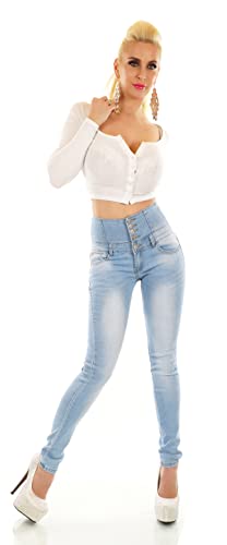 Zeralda Fashion Damen Jeans Hose High Waist Röhrenjeans Röhre Skinny Corsage hoher Bund XS-XL (M, Hellblau-4608) von Zeralda Fashion