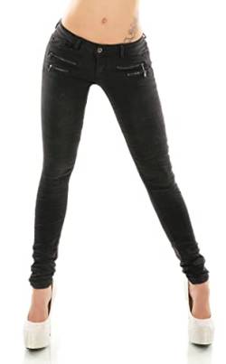 Zeralda Fashion Damen Jeans Low Rise Hüftjeans Hose Röhrenjeans Skinny Slim Fit Stretch XS-XL (L, Blackwashed/81.82) von Zeralda Fashion