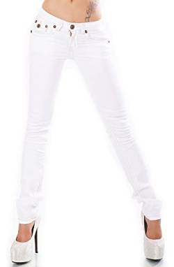 Zeralda Damen Jeans Hose gerade Straight Bootcut Flap Pocket Dicke Nähte Stretch 36-44 (weiß-101-1b, 38) von Zeralda