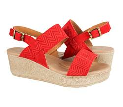 Zerimar Sandalen aus Naturleder | Elegante Sandalen für Damen | Sommersandalen für Damen | Plateauschuhe für Damen | Plateau-Sandale für Damen | Farbe Rot Größe 40 von Zerimar