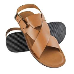 Zerimar Sandalen aus Naturleder | Sandalen Herren Sommer | Elegante Abendsandalen | Ledersandalen | Farbe Hellbraun Größe 42 von Zerimar