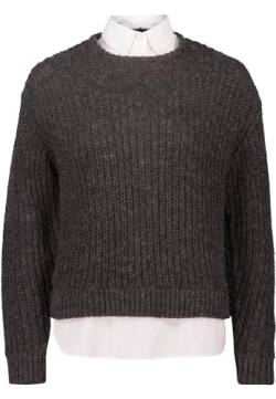 zero Damen Strickpullover 2 in 1 Optik Patch GreyWhite,42 von Zero