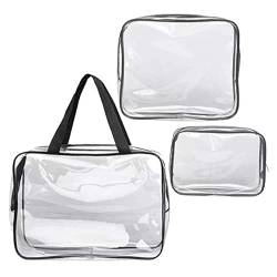 Zerodeko 3st PVC-Aufbewahrungstasche Transparentes Kosmetiktaschenset Klarer Kulturbeutel Für Die Reise Kosmetiktasche Weitermachen Tasche Für Make-up-Pinsel Draussen Reisen Nylon von Zerodeko