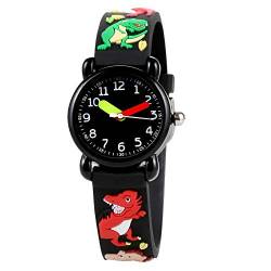 Kinderuhren mit 3D Cute Cartoon Muster PVC Band Wasserdichte Quarzuhr für Mädchen 3-10 Jahre alt (Dinosaurier) von Zerodis