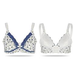 Still-BH Floral Spitze Nursing Bra Baumwolle Vorne Offenen für schwangere Frauen Damen Kleidung Ohne Stahlringe(36/80 Blau) von Zerodis