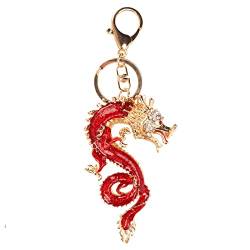 Zerodis Chinesischer Drachen-Schlüsselanhänger, Glücksbringer, Exquisiter Taschenanhänger für Auto, Handtasche, Geldbörse von Zerodis
