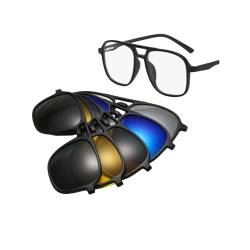 Zerodis MagneticAttraction-Brillen, Magnetische Clip-Sonnenbrillen Erhöhen die Stabilität. 5 Verschiedene Gläser für den Täglichen Gebrauch (TR-Rahmen) von Zerodis