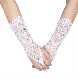 Zerodis Paar Braut Armstulpen Fingerlose Spitze mit Fingerschlaufe für Hochzeitsfeier Party(Weiß) von Zerodis