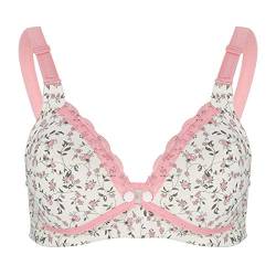 Zerodis Still-BH Floral Spitze Nursing Bra Baumwolle Vorne Offenen für Schwangere Frauen Damen Kleidung Ohne Stahlringe(36/80 Rosa) von Zerodis