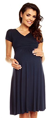 Zeta Ville - Damen - Umstandskleid - Kurzarm - Sommerkleid für Schwangere - 108c (Marine, 36, S) von Zeta Ville Fashion