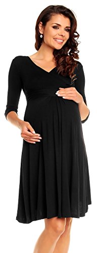 Zeta Ville Pregnancy Maternity Damen 3/4 Ärmel Lässig Kleid 282c (Schwarz, 42, XL) von Zeta Ville Fashion