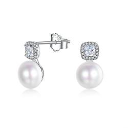 Damen 925 Silber Ohrringe Süßwasser perlen Ohrstecker mit AAA+ Zirkonia, Eleganter Modeschmuck für Damen von Zevmi