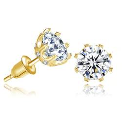 Hypoallergene Gold Zirkonia Ohrstecker für Damen - 14 Karat Vergoldete Diamant Ohrringe - 6.4mm von Zevmi