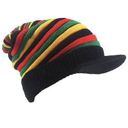 1/2 Stück Rasta-Mütze aus Wolle, Reggae, Jamaika Jamaica Mütze, hip hop Hippie Cap, Bunte Beanie-Totenkopf-Mütze, lockere Baggy-Mütze, Winter, Herbst von ZffXH