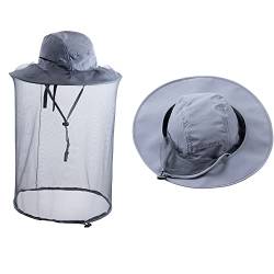 ZffXH Kopfnetz Safari Hut für Männer Frauen Gartenarbeit Wandern Angeln Sonnenhut mit Moskitonetz Mesh von ZffXH