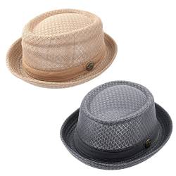 ZffXH Pork Pie Mesh Porkpie Hut Atmungsaktiv Weiche Strandkappe Sommer Heisenberg Fedora Hut für Männer Frauen von ZffXH