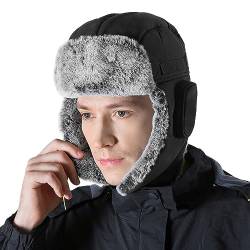 ZffXH Warme Winter Maske mit Ohrenklappe Ohrschützer Bombermütze Trapper Jagd Russische Uschanka Kappe Eskimo Ski Wasserdicht Winddicht von ZffXH