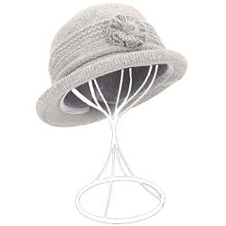 ZffXH Winter Herbst Wolle Stricken modische Cloche Hut 1920 Vintage Filz Beanie Cap Kirche Eimer Kleid für Frauen Damen Senioren von ZffXH