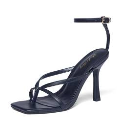 Zhabtuc Damen Sandalen Riemchen Absatz High Heels Sandaletten Tanzschuhe Mode Offene Zehe, Schwarz, 39 EU von Zhabtuc