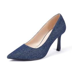 Zhabtuc Pumps für Damen Damen Klassische Pumps Frauen Absatzschuhe Sexy Geschlossene Spitze Zehen Stiletto Pumps 10cm Klassische Party Prom Hochzeit, Denim Blue, 37 EU von Zhabtuc