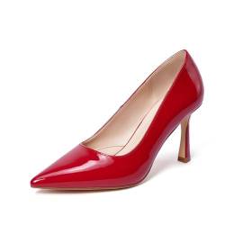 Zhabtuc Pumps für Damen Damen Klassische Pumps Frauen Absatzschuhe Sexy Geschlossene Spitze Zehen Stiletto Pumps 10cm Klassische Party Prom Hochzeit, Rotes Lackleder, 36 EU von Zhabtuc