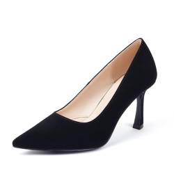 Zhabtuc Pumps für Damen Damen Klassische Pumps Frauen Absatzschuhe Sexy Geschlossene Spitze Zehen Stiletto Pumps 10cm Klassische Party Prom Hochzeit, Schwarzes Nubuk, 40 EU von Zhabtuc