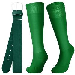 Zhanmai Baseball-Gürtel und Socken, Kombi, verstellbare Softball-Socken und Gürtel, elastischer Taillengürtel für Jugendliche, Jungen, Mädchen und Erwachsene, Grün , Adult von Zhanmai