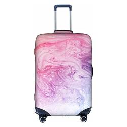 Skull Rock Roll Skelett Knochen Reisegepäckabdeckung, Koffer-Schutztasche, passend für 45,7 - 81,3 cm Gepäck, Bunte Marmor-Pastell-Pink, Blau, Violett, L von Zhengjia