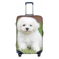 Zhengjia Bunte Buspalmen-Reisegepäckabdeckung, Koffer-Schutztasche, passend für 45,7 - 81,3 cm große Gepäckstücke, Bichon Frisé Hund, M von Zhengjia