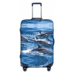 Zhengjia Green Banana Leaves Reisegepäckhülle, Koffer-Schutztasche, passend für 45,7 - 81,3 cm Gepäck, Delfine im Meer, M von Zhengjia