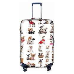 Zhengjia Navaho-Stil Reisegepäckhülle, Koffer-Schutztasche, passend für 45,7 - 81,3 cm Gepäck, Süßes Chihuahua-Mops-Muster., L von Zhengjia