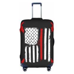 Zhengjia Reisegepäckhülle, Koffer-Schutztasche, passend für 45,7 - 81,3 cm große Gepäckstücke, Feuerwehrmann Amerikanische Flagge, L von Zhengjia