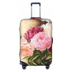 Zhengjia Reisegepäckhülle, Koffer-Schutztasche, passend für 45,7 - 81,3 cm große Gepäckstücke, Rosa, Pfingstrosenblüten, M von Zhengjia