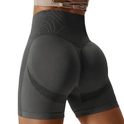 Zhiaek Gym Shorts Damen Booty Scrunch Butt Sport Shorts Damen Push Up Nahtlos Sporthose Kurz Leggings High Waist für Yoga Workout Athletic Fitness von Zhiaek