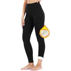 Zhiaek Leggings Gefüttert Damen Winter Thermoleggins Damen Lang mit Fleece Verdickte Plüsch Jogginghose Warme Schlanke Hosen Frauen Blickdicht Samt Strumpfhose Hohe Taille Thermal Pants von Zhiaek