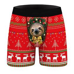 Zhiyao Boxershorts Weihnachten Herren Stretch Slim Unterhosen Baumwolle Weich Bedrucken Unterwäsche Lustiges Geschenk für Men Männer Freund Valentinstag Geburtstag Weihnachten Bequem Viele Größen von Zhiyao