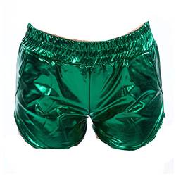 Zhiyao Damen Yoga Hot Shorts Glänzende High Waist Metallic Kurze Hose PU Leather Shorts Elastic Taille Shorts Shiny ShortsPants mit Gummizug Sparkly Hot Kordelzug Booty Dance von Zhiyao