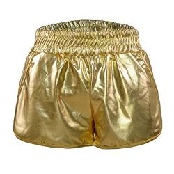 Zhiyao Damen Yoga Hot Shorts Glänzende High Waist Metallic Kurze Hose PU Leather Shorts Elastic Taille Shorts Shiny ShortsPants mit Gummizug Sparkly Hot Kordelzug Booty Dance von Zhiyao