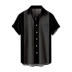 Zhiyao Funky Hawaiihemd Herren Hemden Herren-Hemd Sommerhemd Herren Langarm Hemden Freizeithemd Leinenhemd Freizeit-Hemd Business Regular Fit Men Shirts for Männer, Schwarz, XL von Zhiyao