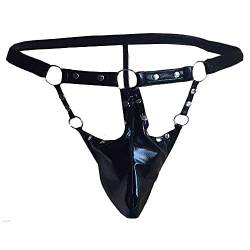 Zhiyao Herren String Tangas Jockstrap Sport Hipster Unterwäsche Leder Männer Tanga Erotik Slips Bequeme Bikini G-Strings Reizwäsche Dessous Erotisch Unterhosen, Schwarz, L von Zhiyao