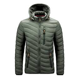 Zhiyao Herren Übergangsjacke Steppjacke Daunenjacke Sportjacke Freizeitjacke Materialmix Kapuze Reißverschluss Street Style von Zhiyao