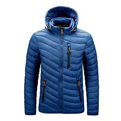 Zhiyao Herren Übergangsjacke Steppjacke Daunenjacke Sportjacke Freizeitjacke Materialmix Kapuze Reißverschluss Street Style von Zhiyao