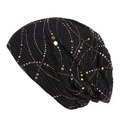 Zhiyao Klassische Beanie Mütze mit Strass Nieten Slouch Longbeanie Chemo Cancer Mütze Muslimisches Kopftuch Unisex von Zhiyao