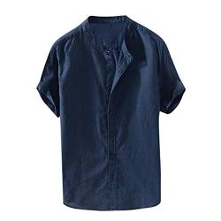 Zhiyao Leinenhemd Herren Herren-Hemd Sommer Langarm/Kurzarm Hemden Henley Freizeithemd Sommerhemd Slim-Fit Sommer Basic Shirt Strandhemd Shirts für Männer von Zhiyao