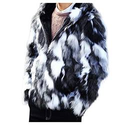 Zhiyao Pelzmantel Herren Winterjacke Warme Kunstpelz Mantel Verdicken Felljacke Lange Jacke Faux Fur Pelzjacke Fellmantel Mit Reißverschluss von Zhiyao