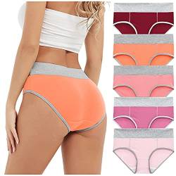 Zhiyao Unterhosen Damen Stretch Baumwolle Unterwäsche Hohe Taille Seamless Slips Weich Bequeme Unterwäsche 5er Pack von Zhiyao